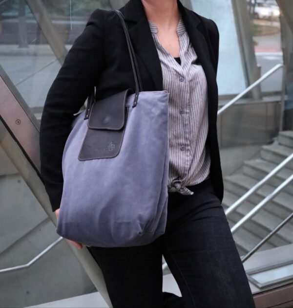 Tote bag Jaén gris-negra terciopelo